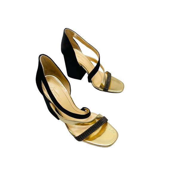 Imagine by Vince Camuto Womens Leather Gold Metallic Strappy Block Heels US 7M - Picture 2 of 9